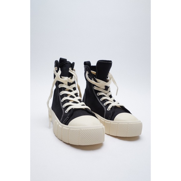 ZARA Canvas High-Top Trainers - Picture 2 of 13